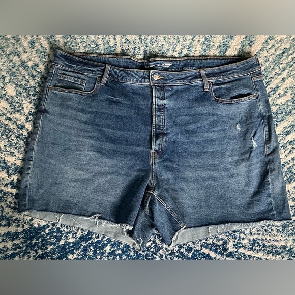Old Navy Dark Blue High Rise O.G Straight Jean Shorts (NWOT) - Picture 1 of 9